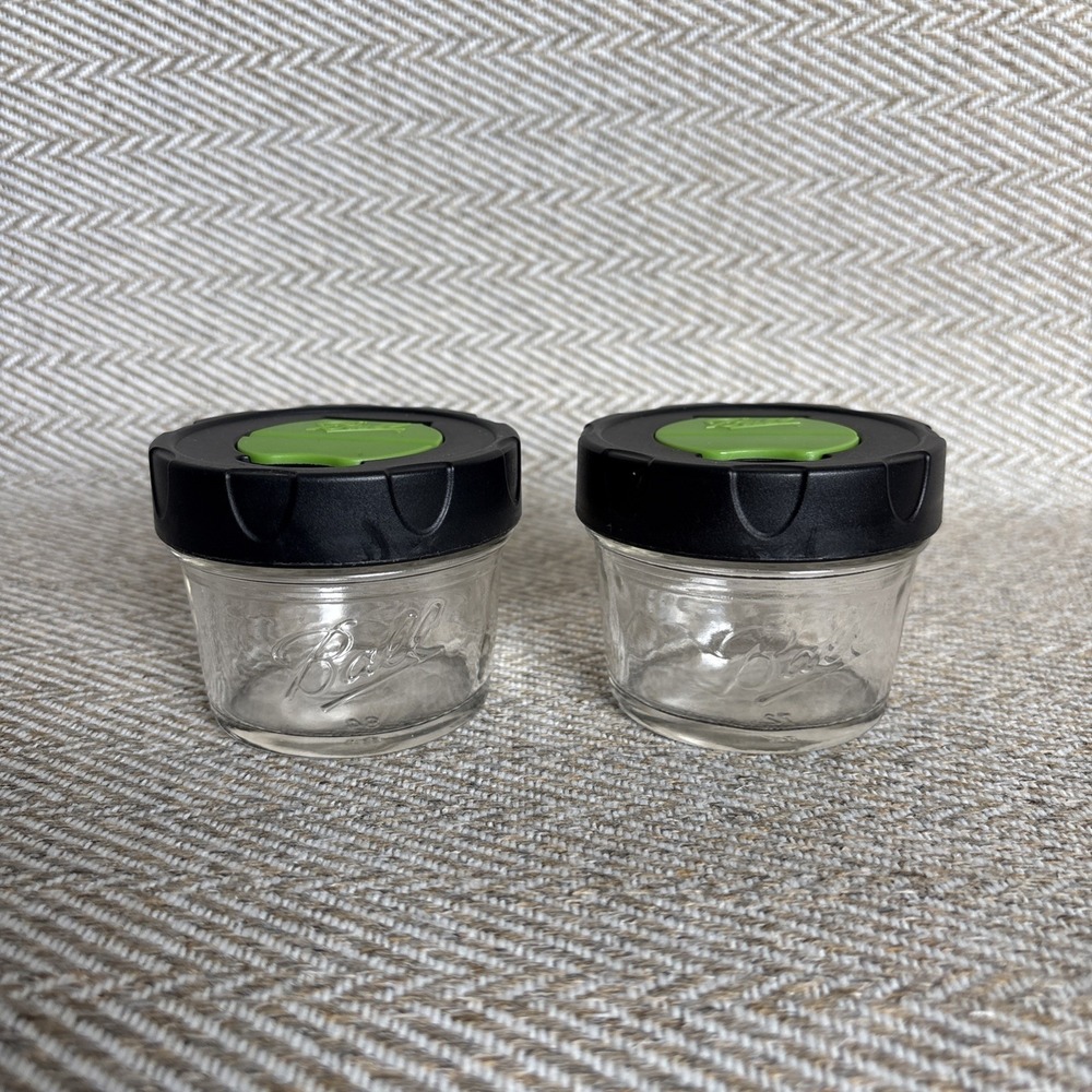 Lot Of 2 Ball Dry Herb Glass Spice Jars with Shaker Caps 4 oz